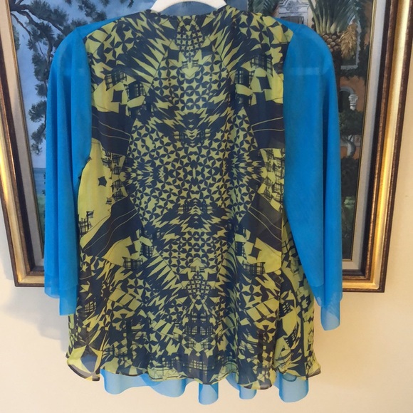 🦋 dianaira Silk open lightweight abstract print open front over blouse/Jacket - Picture 3 of 14